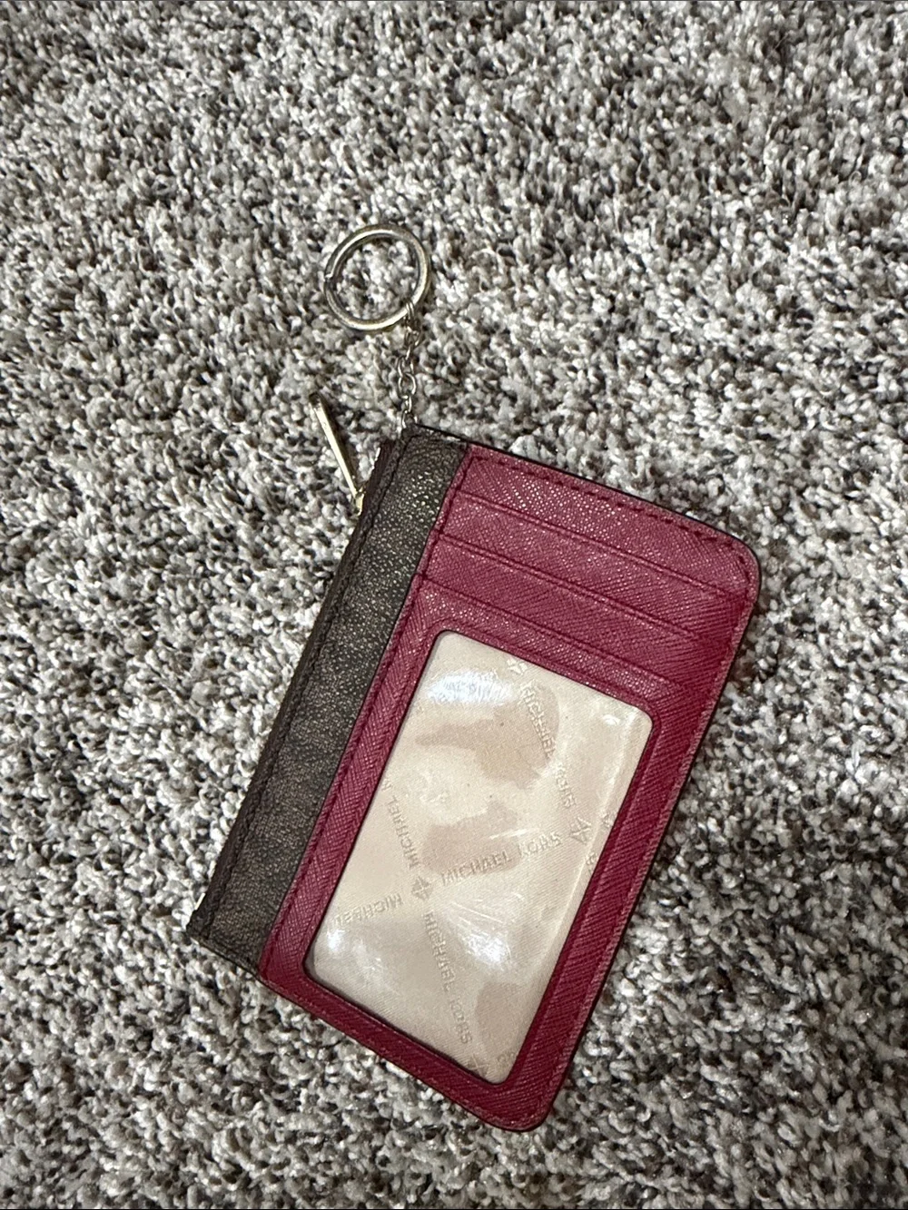 Michael Kors Brown MK Logo Zip Card Case with Key Ring